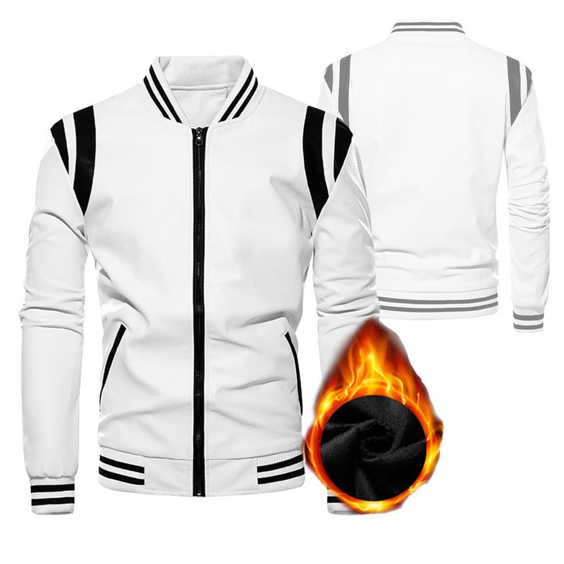 Ανδρικό δερμάτινο τζάκετ φθινοπώρου/χειμώνα Νέα μοτοσυκλέτα τεχνητό δέρμα λεπτό παλτό για άνδρες Μοντέρνο και αντίθετο χρώμα Air Force