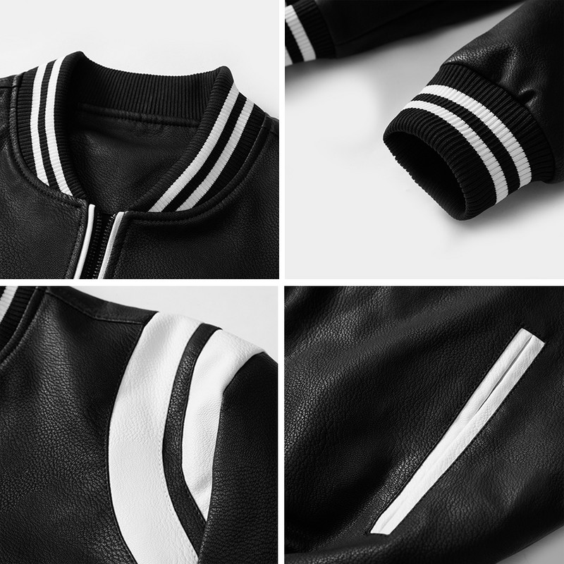 Ανδρικό δερμάτινο τζάκετ φθινοπώρου/χειμώνα Νέα μοτοσυκλέτα τεχνητό δέρμα λεπτό παλτό για άνδρες Μοντέρνο και αντίθετο χρώμα Air Force