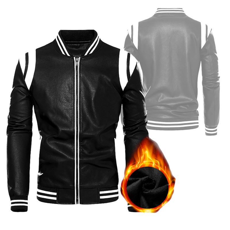 Ανδρικό δερμάτινο τζάκετ φθινοπώρου/χειμώνα Νέα μοτοσυκλέτα τεχνητό δέρμα λεπτό παλτό για άνδρες Μοντέρνο και αντίθετο χρώμα Air Force