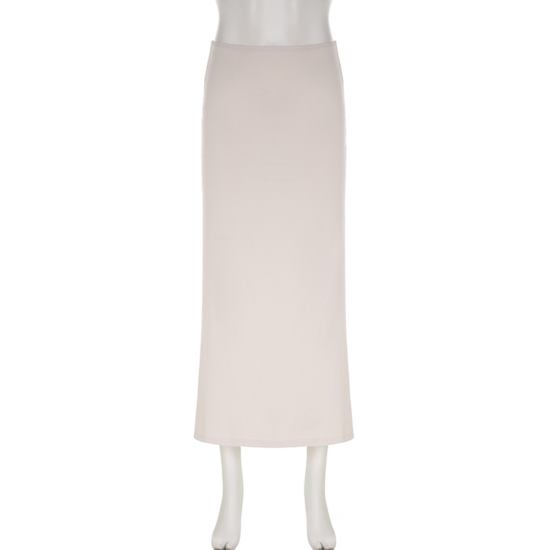 CIBBAR Ležerna jednobojna bijela duga suknja Vintage elegantne ravne suknje niskog struka za žene Osnovna ulična odjeća Odjeća za sve vrste y2k