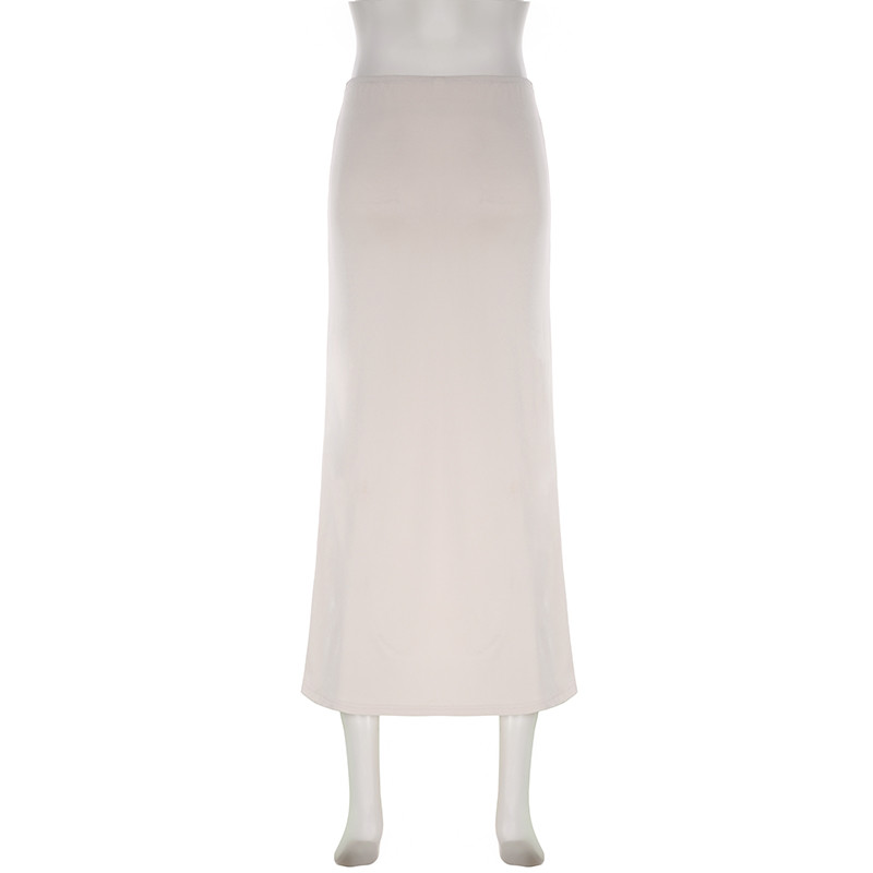 CIBBAR Ležerna jednobojna bijela duga suknja Vintage elegantne ravne suknje niskog struka za žene Osnovna ulična odjeća Odjeća za sve vrste y2k