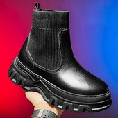 2023 Módne kožené čižmy Chelsea Kingdom, pánske vysoké topánky, nové ponožky, nazúvacie pánske topánky na platforme, pekné a pohodlné