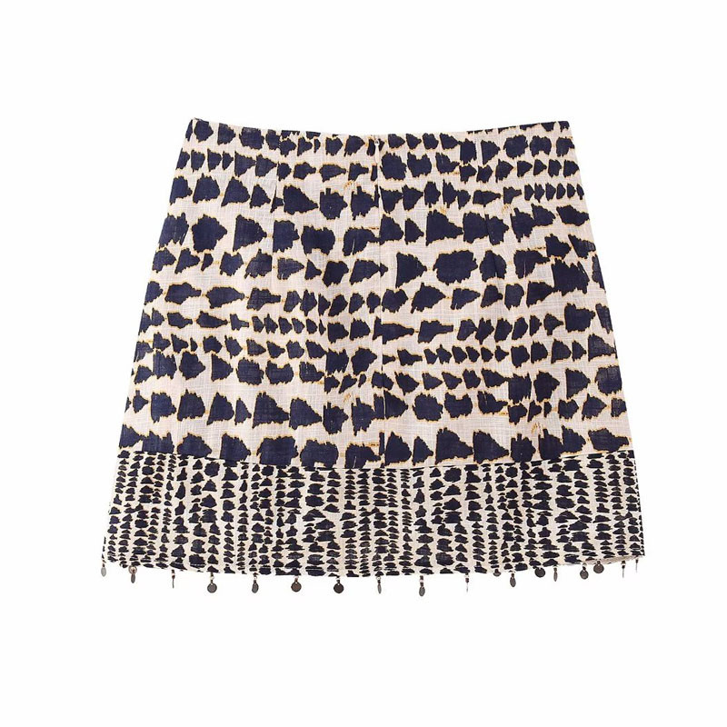 TRAF suknje za žene 2023 Vintage Print Wrap Mini suknja Ženska odjeća Korejska moda Nepravilne kratke suknje s resicama Ljeto