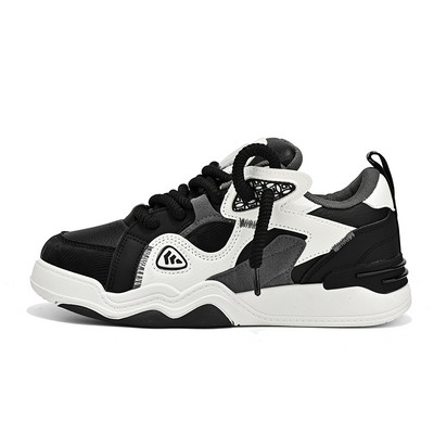 Proljeće 2023. Ležerne muške tenisice s okruglim prstima na vezanje Modne neklizajuće dezodoransne prozračne Univerzalne cipele Jednobojne bijele boje