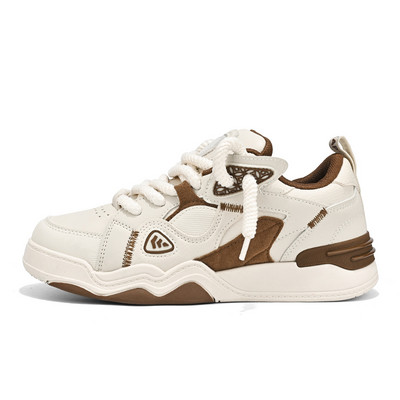 Proljeće 2023. Ležerne muške tenisice s okruglim prstima na vezanje Modne neklizajuće dezodoransne prozračne Univerzalne cipele Jednobojne bijele boje