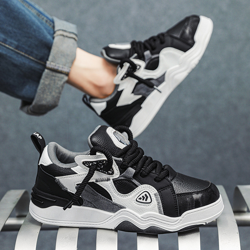 Proljeće 2023. Ležerne muške tenisice s okruglim prstima na vezanje Modne neklizajuće dezodoransne prozračne Univerzalne cipele Jednobojne bijele boje