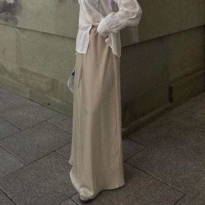 Chic ženske vintage ravne suknje Ljeto za odmor na plaži Y2K satenske duge suknje visokog struka na vezanje Francuska elegantna ženska ulična odjeća