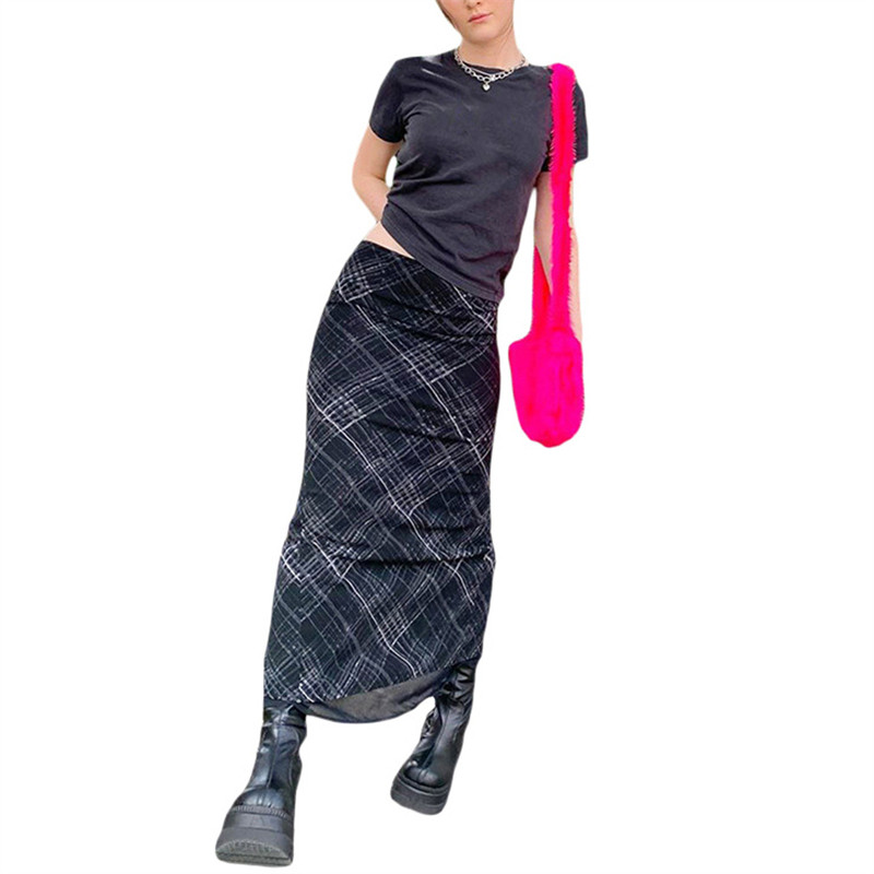 90. roky y2k Vintage sukne Dámske kockované letné midi sukne s vysokým pásom Študenti Nový príchod Dievčenská dámska štýlová sukňa Kostým