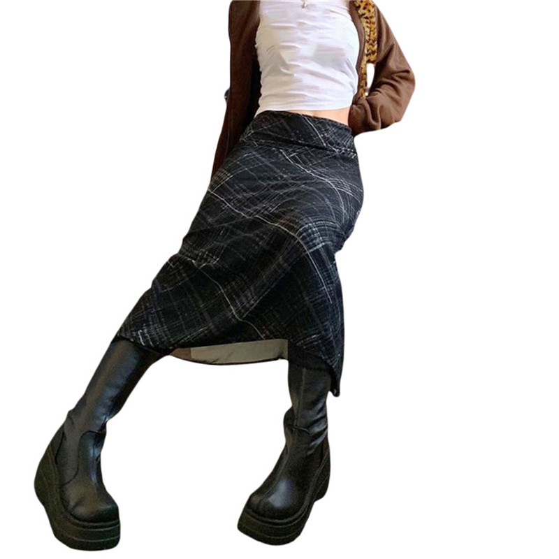 90. roky y2k Vintage sukne Dámske kockované letné midi sukne s vysokým pásom Študenti Nový príchod Dievčenská dámska štýlová sukňa Kostým