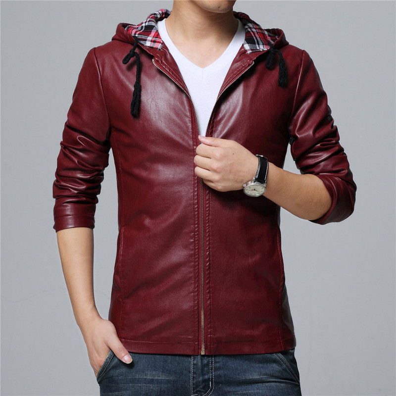 Νέα ανδρικά μπουφάν από ψεύτικο δερμάτινο παλτό με κουκούλα μαύρο κρασί κόκκινο μεγάλο μέγεθος 5XL drop shipping υψηλής ποιότητας Ανδρικά παλτό ανδρικά ρούχα
