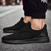 Jarné šnurovacie módne priedušné pohodlné mäkké dno ultraľahké tkané veľké veľkosti ležérne pevné pánske športové ležérne topánky