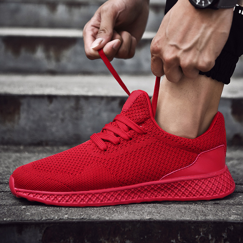 Jarné šnurovacie módne priedušné pohodlné mäkké dno ultraľahké tkané veľké veľkosti ležérne pevné pánske športové ležérne topánky