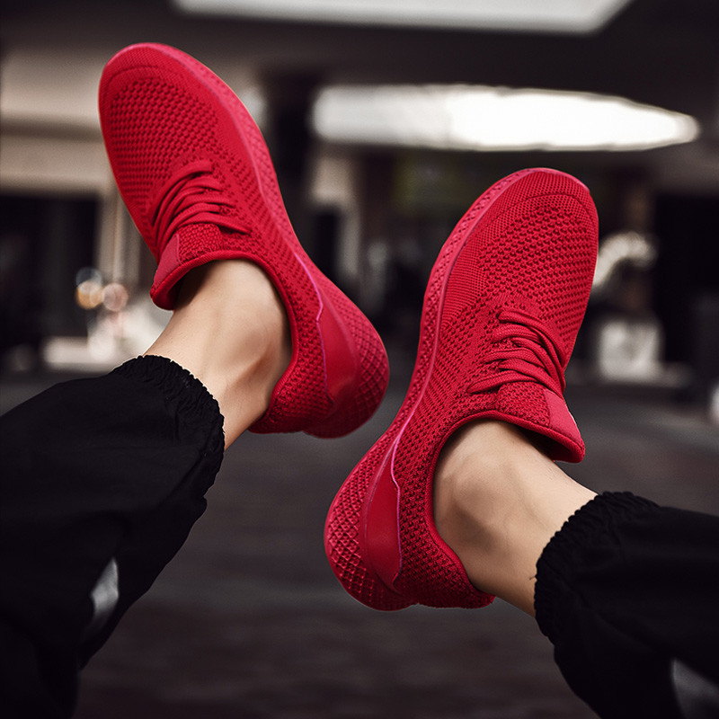 Jarné šnurovacie módne priedušné pohodlné mäkké dno ultraľahké tkané veľké veľkosti ležérne pevné pánske športové ležérne topánky