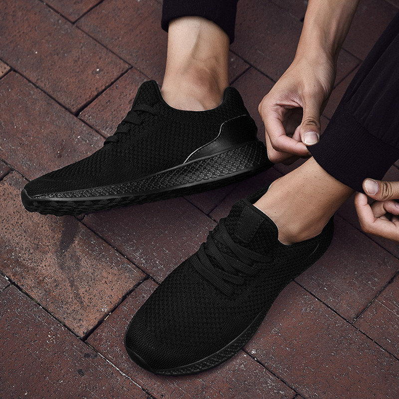 Jarné šnurovacie módne priedušné pohodlné mäkké dno ultraľahké tkané veľké veľkosti ležérne pevné pánske športové ležérne topánky