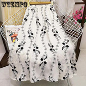 Ψηλόμεση Λεπτή εκτύπωση Λουλούδια Γυναικεία φούστα Ελαστική μέση Φούστες σε γραμμή Α μεσαίου μήκους Καθημερινά Casual Χονδρική Άνοιξη και Καλοκαίρι