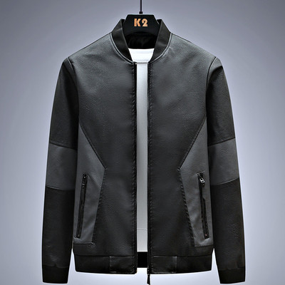 Μοντέρνο νέο ανδρικό δερμάτινο μπουφάν για φθινόπωρο και χειμώνα, ζεστά επενδυμένα ανδρικά μπλουζάκια PU δερμάτινα συνονθύλευμα λεπτή εφαρμογή Streetwear