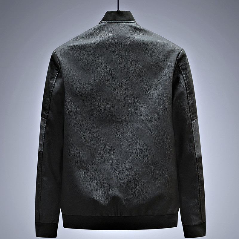 Μοντέρνο νέο ανδρικό δερμάτινο μπουφάν για φθινόπωρο και χειμώνα, ζεστά επενδυμένα ανδρικά μπλουζάκια PU δερμάτινα συνονθύλευμα λεπτή εφαρμογή Streetwear