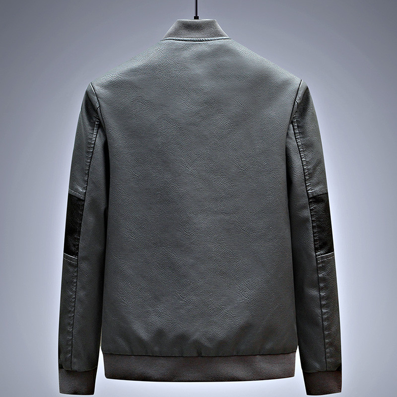 Μοντέρνο νέο ανδρικό δερμάτινο μπουφάν για φθινόπωρο και χειμώνα, ζεστά επενδυμένα ανδρικά μπλουζάκια PU δερμάτινα συνονθύλευμα λεπτή εφαρμογή Streetwear