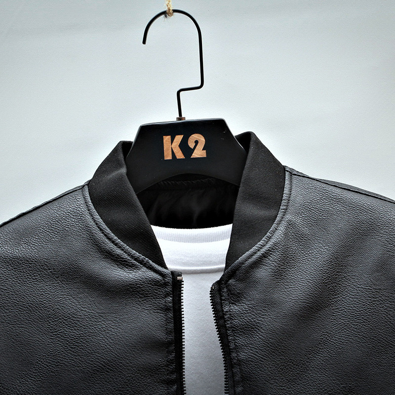 Μοντέρνο νέο ανδρικό δερμάτινο μπουφάν για φθινόπωρο και χειμώνα, ζεστά επενδυμένα ανδρικά μπλουζάκια PU δερμάτινα συνονθύλευμα λεπτή εφαρμογή Streetwear