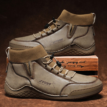 Ανδρικές μπότες σπαστές δερμάτινες χειροποίητες χειμωνιάτικες μπότες με γούνα Plus μέγεθος 38-46 Leisure Sneakers For Male Hombres Botas