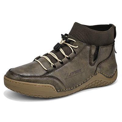 Muške čizme od podijeljene kože Ručno izrađene zimske gležnjače s krznom Plus veličine 38-46 Tenisice za slobodno vrijeme za muškarce Botas