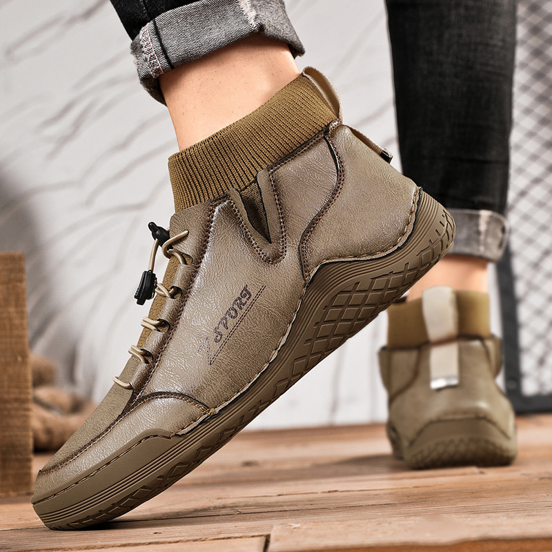Muške čizme od podijeljene kože Ručno izrađene zimske gležnjače s krznom Plus veličine 38-46 Tenisice za slobodno vrijeme za muškarce Botas