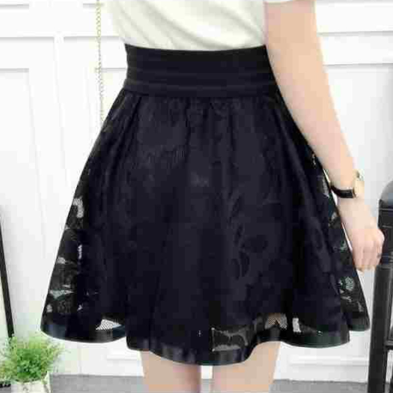 Dámske mini sukne s gázou, vrecovité čierne, letné, univerzálne, s elastickým pásom, v štýle A, kórejská móda, streetwear návrhárka, jubka, dámska, temperament