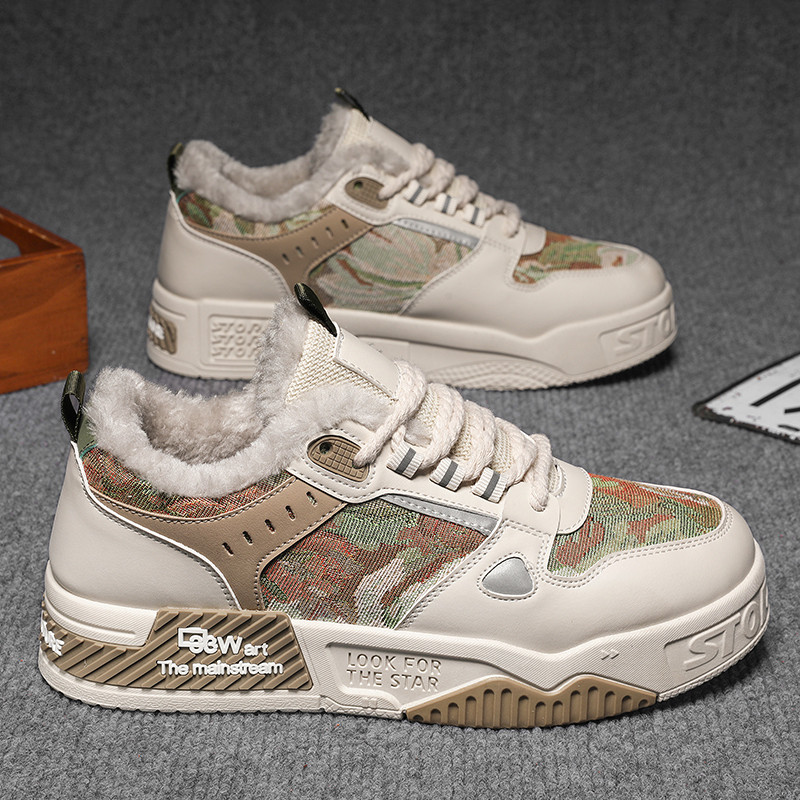 Zimske ravne muške cipele Ležerne vanjske tople baršunaste cipele na vezanje za muškarce Neklizajuće, prozračne, izdržljive Zapatillas De Hombre