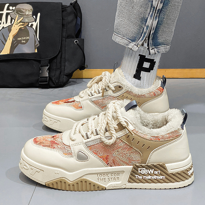Zimske ravne muške cipele Ležerne vanjske tople baršunaste cipele na vezanje za muškarce Neklizajuće, prozračne, izdržljive Zapatillas De Hombre