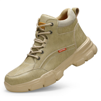 Μαύρες δερμάτινες χειμερινές βελούδινες μπότες εργασίας ασφαλείας για άνδρες αδιάβροχα κατά της πίεσης των νυχιών εργατικά παπούτσια Αδιάφθορα υποδήματα από ατσάλι