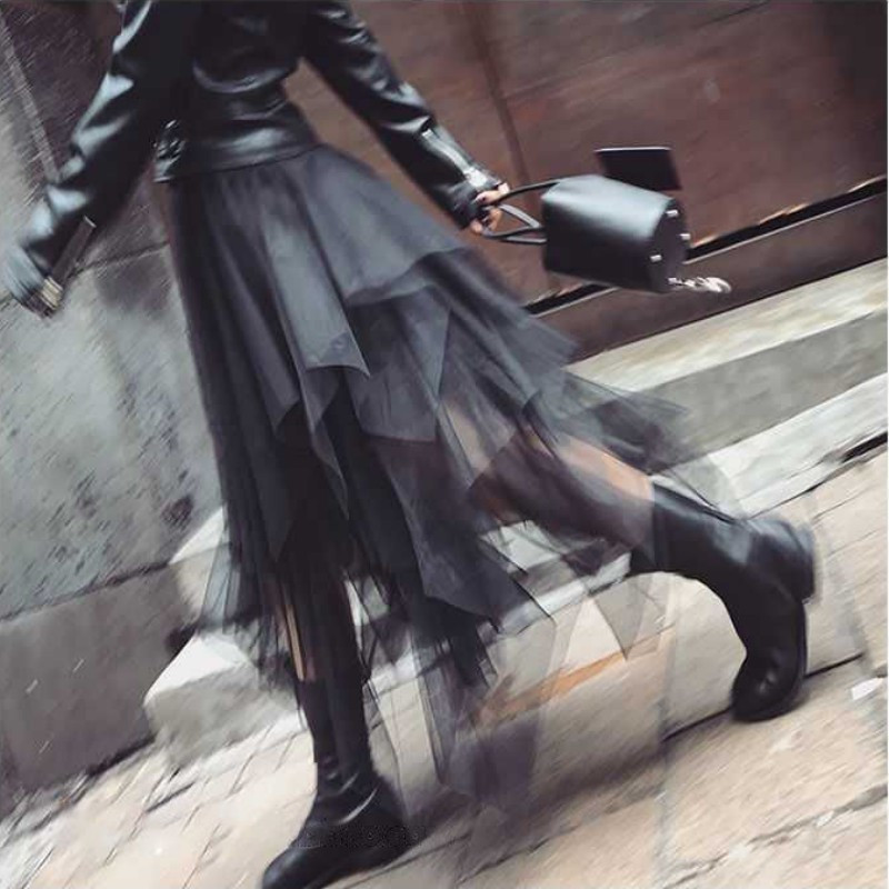 Fuste din tul pentru femei, cu talie înaltă elastică din plasă, tutu maxi plisat, lungă, midi, pentru femei, fustă neregulată, fustă asimetrică