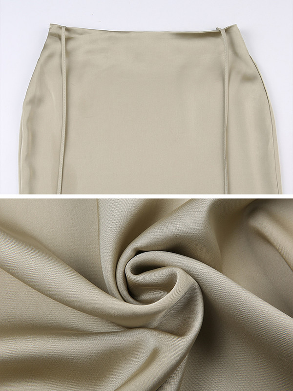 HEYounGIRL Fusta din satin pentru femei, stil de plajă, vară, cu despărțire înaltă, elegante, fuste maxi, de vacanță, cu talie joasă, până la podea