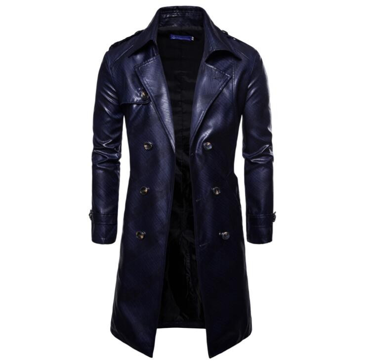 Ευρωπαϊκή νέα έκδοση HOT 2023 Ανδρικό δερμάτινο παλτό με μακρύ σκούρο κρόσσι Ανδρικό Windbreaker Μόδα δερμάτινο παλτό με διπλό στήθος προσωπικότητα PU