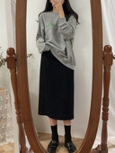 Μασίφ μαύρη καφέ Mid Calf Γυναικεία φούστα Vintage Άνοιξη Καλοκαίρι ίσια Mi-μακριά ψηλή μέση για κορίτσια Femininas χειμερινές γυναίκες