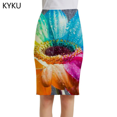 Fuste cu flori de trandafir de marca KYKU Fuste 3d cu flori pentru femei Fuste 3d romantice, elegante, roșii, fuste pentru femei, vară, petrecere cool Nou