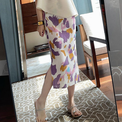 Fuste S-3XL Femei Imprimare Vintage Pliuri Personalitate de vară Talie înaltă Moda perfectă Ulzzang Vacanță Casual Stil coreean