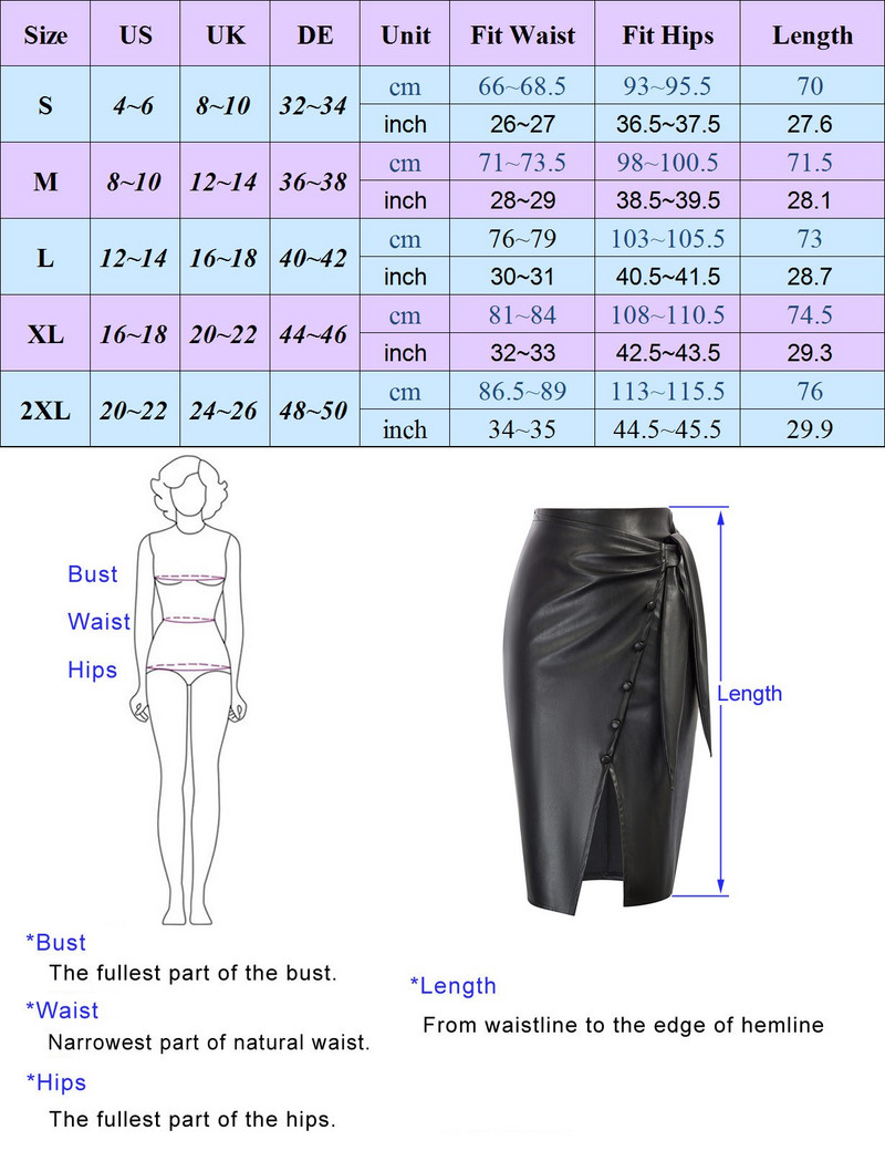Fusta creion cu cravată în față pentru femei Fusta midi din piele PU de lux Fusta înfășurată cu talie înaltă Fusta cu noduri Seft Cravată pe partea stângă Fusta bodycon