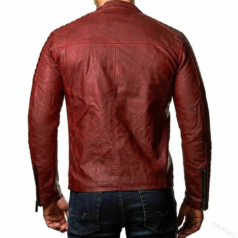 Ανδρικό μοδάτο πρεσαριστό βαμβακερό αντιανεμικό δερμάτινο παλτό PU Δερμάτινο γιακά με φερμουάρ Ζακέτα Δερμάτινο μπουφάν