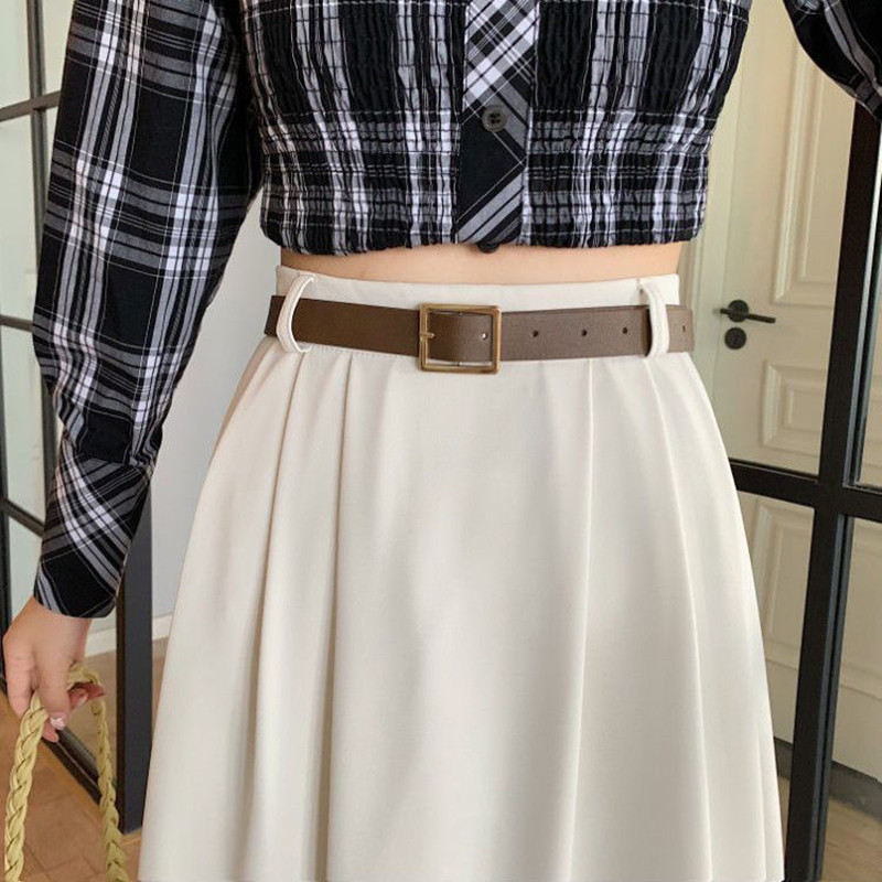 Fuste de vară în formă de A Femei Elegante de birou Doamnelor talie înaltă Îmbrăcăminte de stradă Midi Simplu All-match de primăvară Design popular Chic Faldas