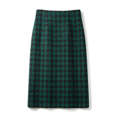 Fusta de damă, drepte, din lână, verde închis, cu talie înaltă, din lână, de modă coreeană, vintage, până la genunchi, pentru femei, primăvară 2023