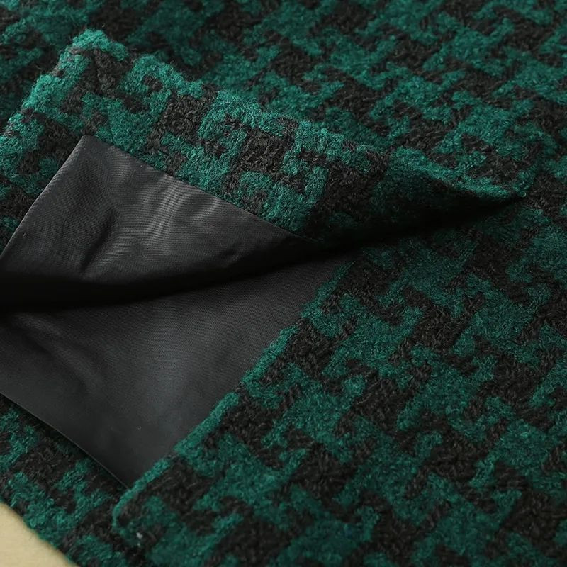 Tmavozelená vlnená sukňa s vysokým pásom a rovným vzorom, dámska, kórejská módna vintage sukňa po kolená pre ženy, jar 2023