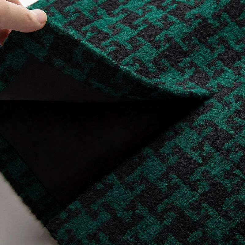 Tmavozelená vlnená sukňa s vysokým pásom a rovným vzorom, dámska, kórejská módna vintage sukňa po kolená pre ženy, jar 2023