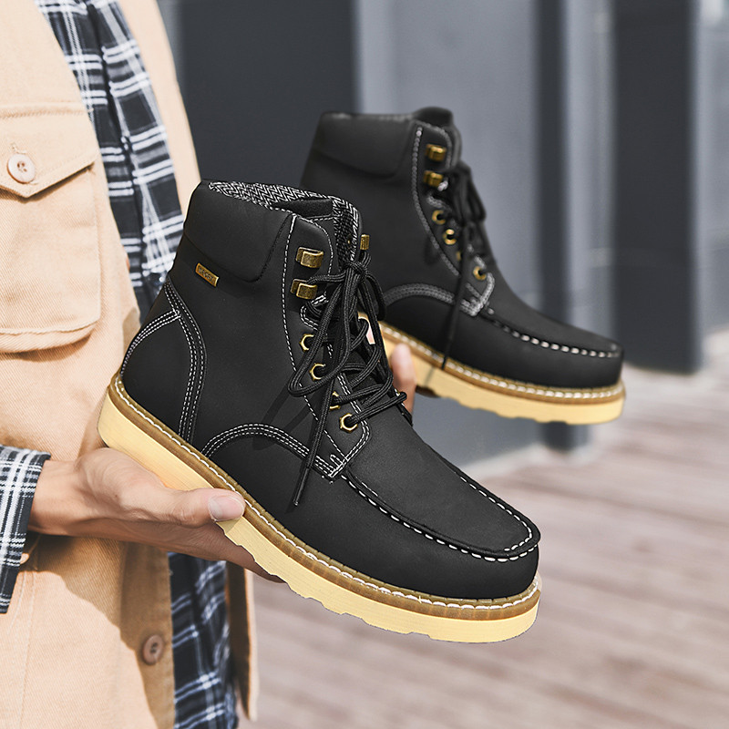 Visoke čizme Muške kožne cipele Modne motociklističke vojne čizme za muškarce Zimske čizme Muške cipele na vezanje Botas Hombre