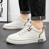 2023 Νέα Ανοιξιάτικα Flat μονόχρωμα ανδρικά αθλητικά παπούτσια με κορδόνια casual outdoor, αντιολισθητικά, ανδρικά παπούτσια με βουλκανιζέ με παντός αγώνα