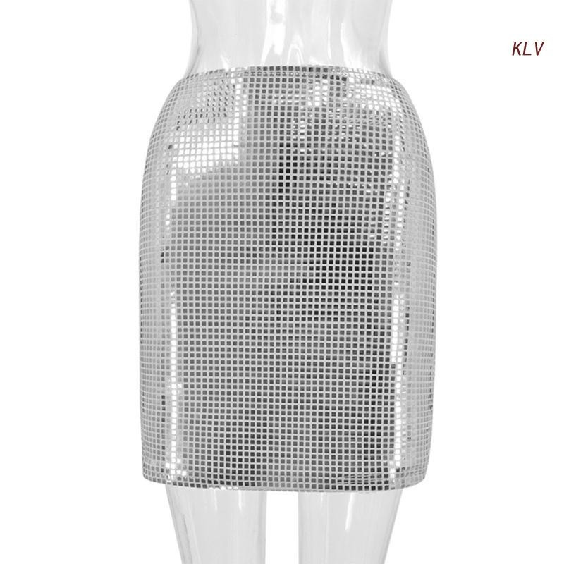 Fusta cu paiete argintiu cu sclipici pentru femei, talie înaltă, sclipitoare, șold deasupra genunchiului, mini fustă creion, pentru petrecere, cocktail, imbracaminte de club