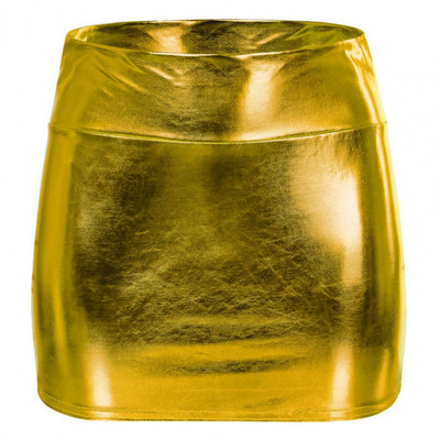 Club Show Sheath Φούστα Λεπτή γυαλιστερή μονόχρωμη μεσαία μέση Clubwear Faux Leather Stage Performance Nightclub Mini Skirt