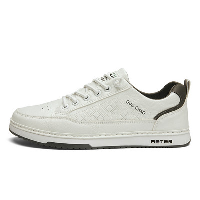 Proljeće Novi brend Muške cipele Poslovne kožne cipele Luksuzne bijele tenisice Trendy Udobne ležerne ravne cipele Dizajn Muške crne