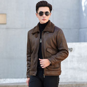 Topli kaput otporan na vjetar s krznenim ovratnikom Nova debela smeđa kožna jakna muška zima jesen muška jakna modna umjetna muška marka odjeće