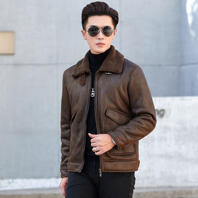 Topli kaput otporan na vjetar s krznenim ovratnikom Nova debela smeđa kožna jakna muška zima jesen muška jakna modna umjetna muška marka odjeće