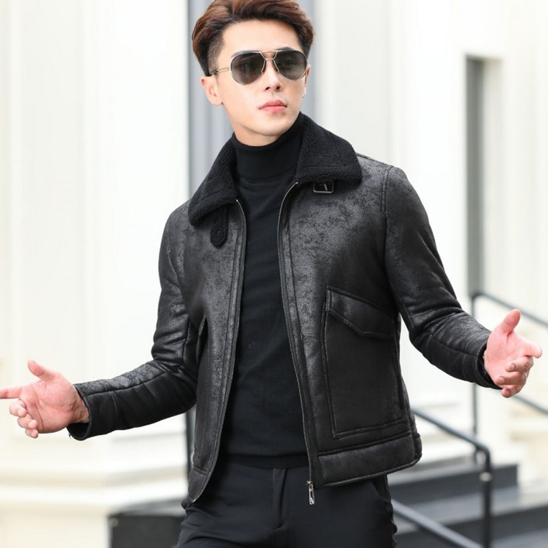 Topli kaput otporan na vjetar s krznenim ovratnikom Nova debela smeđa kožna jakna muška zima jesen muška jakna modna umjetna muška marka odjeće